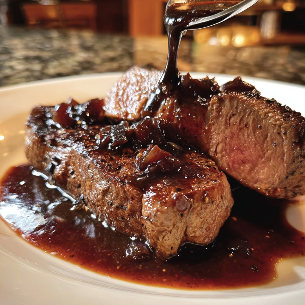 Steak mit Rotwein-Schalotten