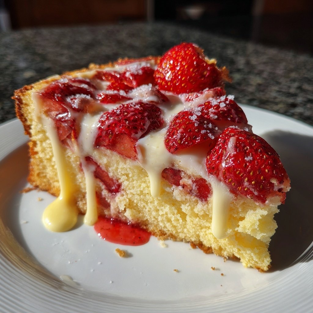 Erdbeerkuchen mit Pudding